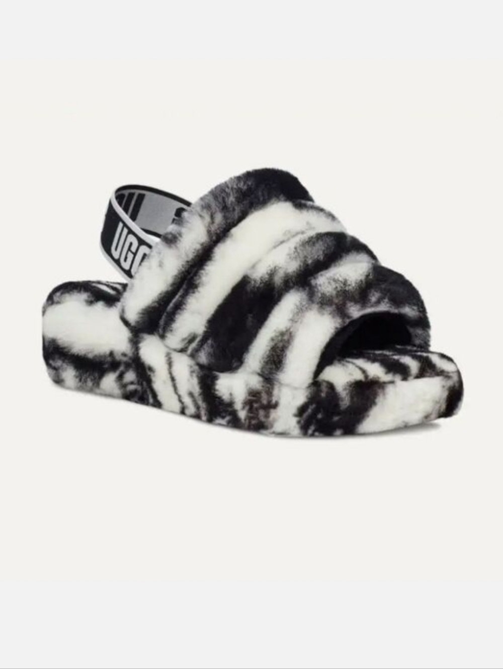 UGG Women's Fluff Yeah Slide Sandal - Black & White